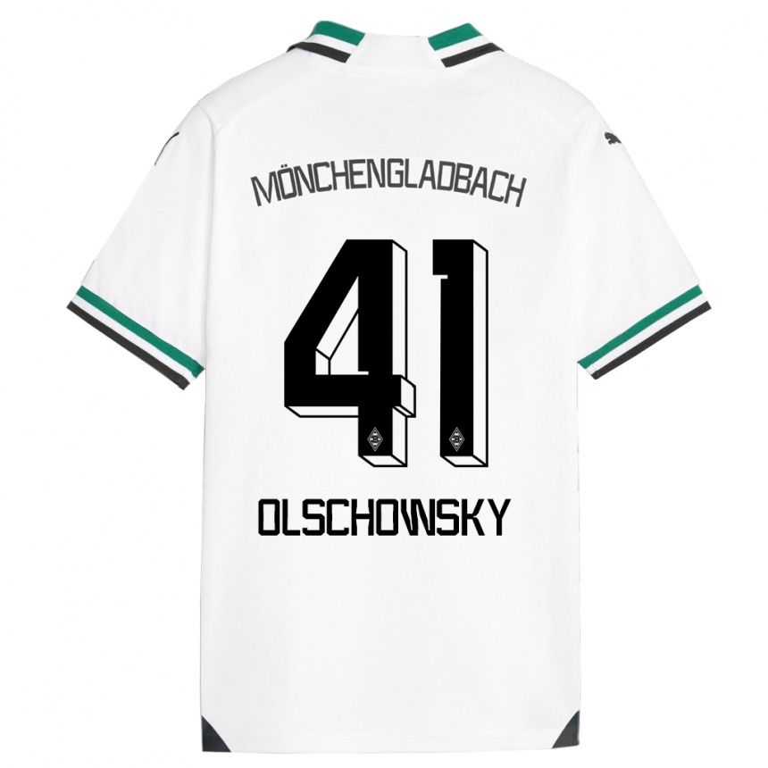 Vyrai Jan Olschowsky #41 Balta Žalia Namų Marškinėliai 2023/24 T-Shirt