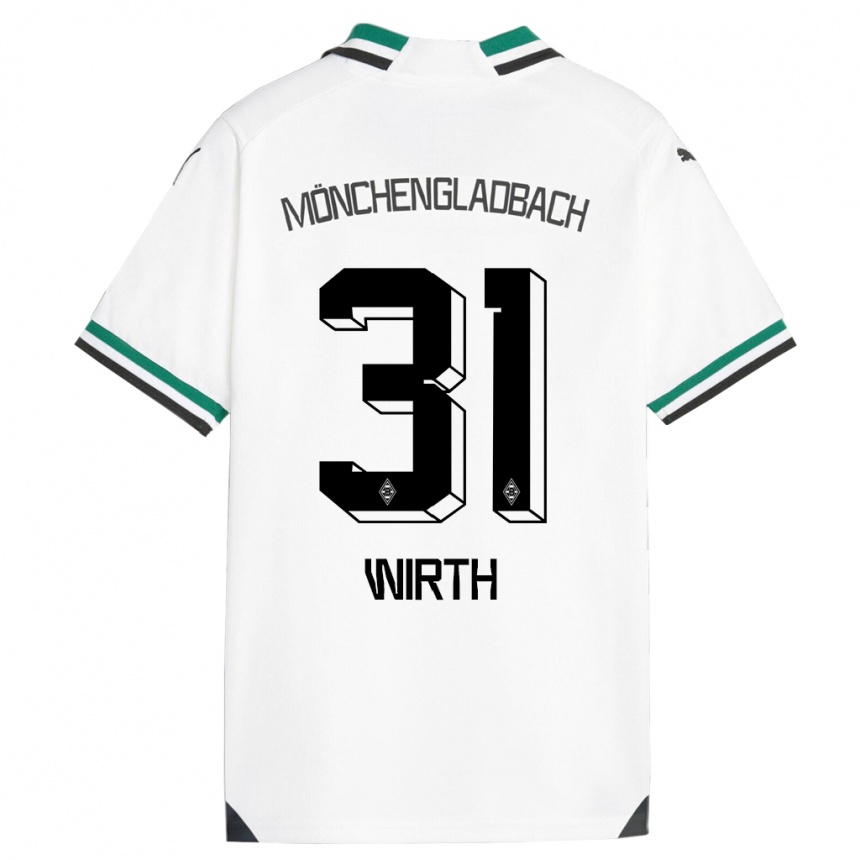 Vyrai Linus Wirth #31 Balta Žalia Namų Marškinėliai 2023/24 T-Shirt