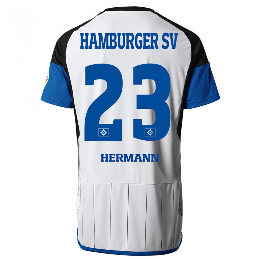 Vyrai Hannes Hermann #23 Baltas Namų Marškinėliai 2023/24 T-Shirt