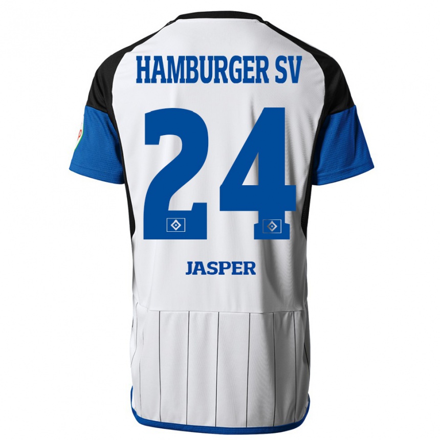 Vyrai Jan-Lukas Jasper #24 Baltas Namų Marškinėliai 2023/24 T-Shirt