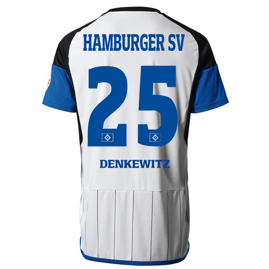 Vyrai Nick Denkewitz #25 Baltas Namų Marškinėliai 2023/24 T-Shirt