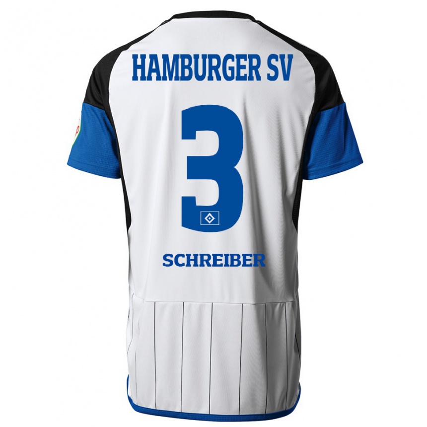 Vyrai David Schreiber #3 Baltas Namų Marškinėliai 2023/24 T-Shirt