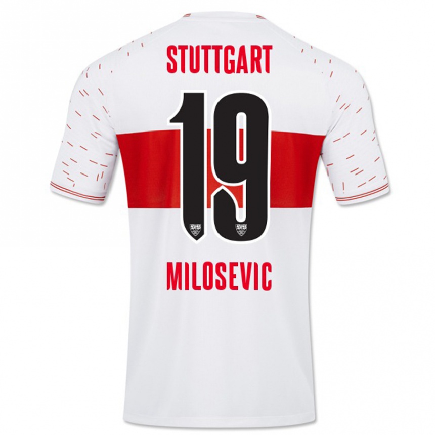 Vyrai Jovan Milosevic #19 Baltas Namų Marškinėliai 2023/24 T-Shirt