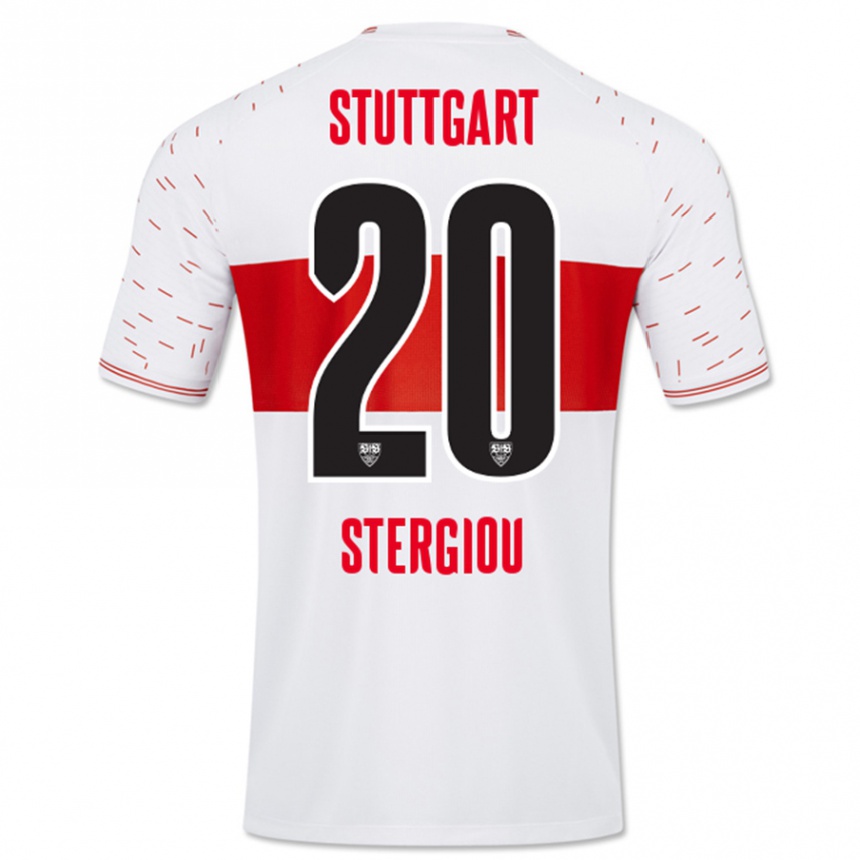 Vyrai Leonidas Stergiou #20 Baltas Namų Marškinėliai 2023/24 T-Shirt