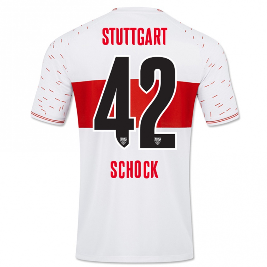 Vyrai Florian Schock #42 Baltas Namų Marškinėliai 2023/24 T-Shirt