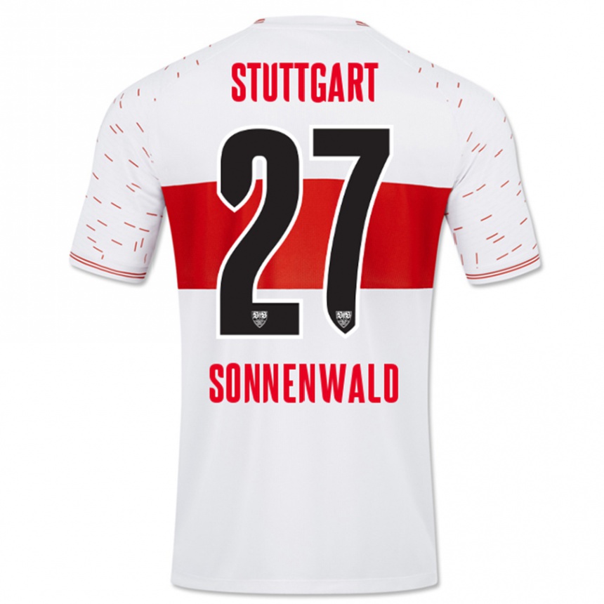 Vyrai Lukas Sonnenwald #27 Baltas Namų Marškinėliai 2023/24 T-Shirt