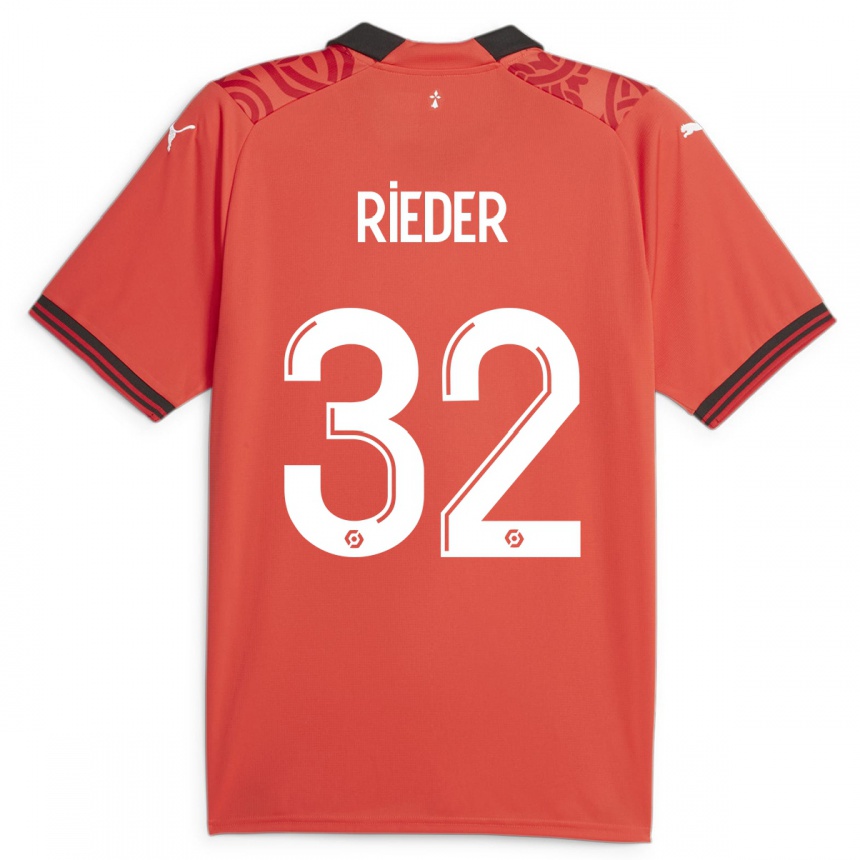 Vyrai Fabian Rieder #32 Raudona Namų Marškinėliai 2023/24 T-Shirt