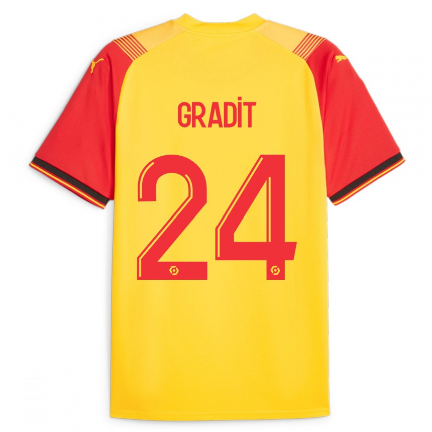 Vyrai Jonathan Gradit #24 Geltona Namų Marškinėliai 2023/24 T-Shirt