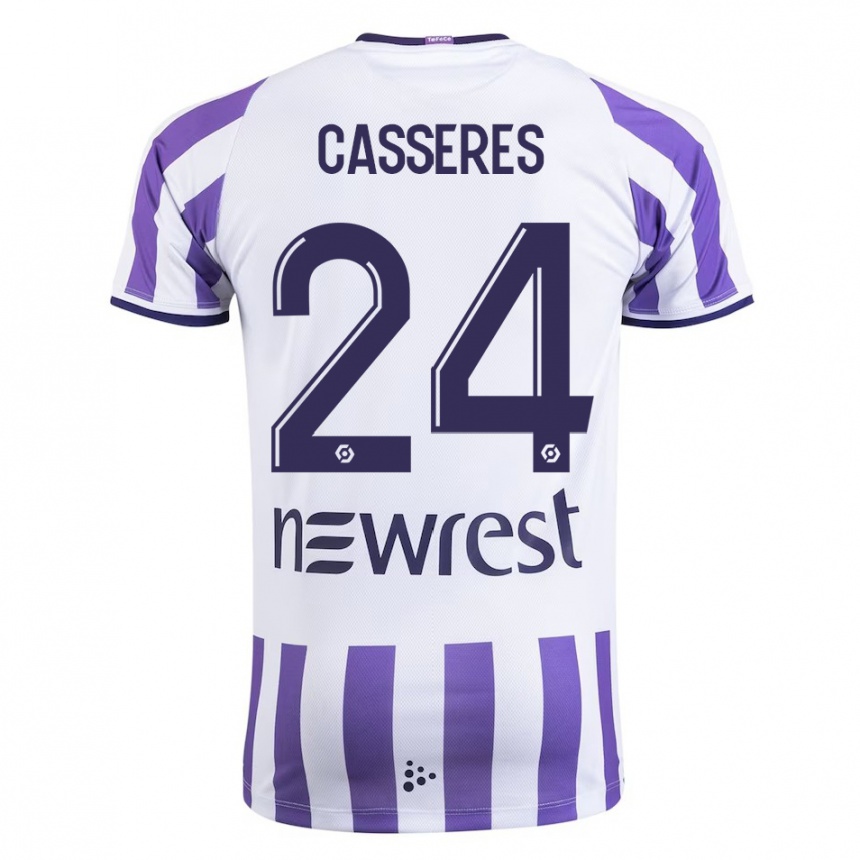 Vyrai Cristian Cásseres Jr. #24 Baltas Namų Marškinėliai 2023/24 T-Shirt