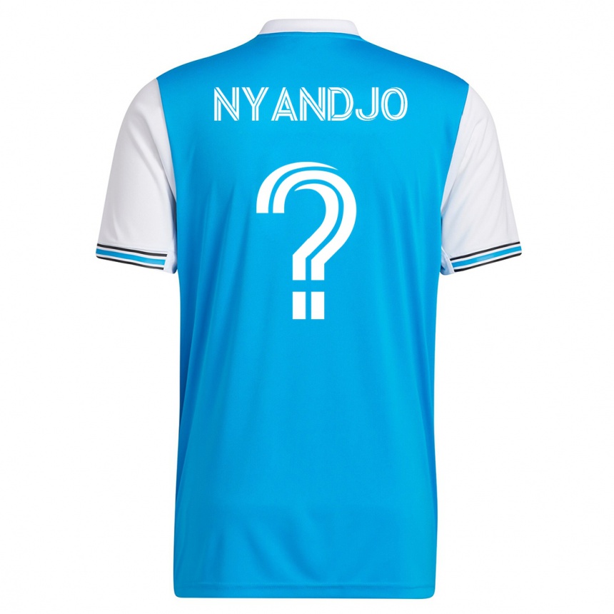 Vyrai James Nyandjo #0 Mėlyna Namų Marškinėliai 2023/24 T-Shirt