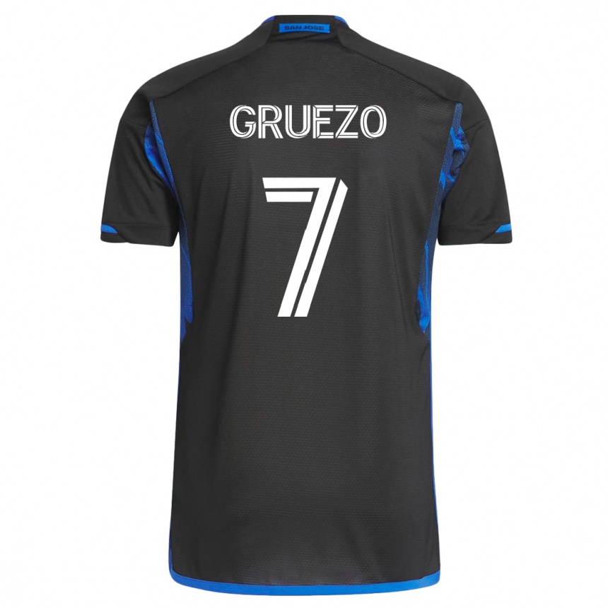 Vyrai Carlos Gruezo #7 Mėlyna Juoda Namų Marškinėliai 2023/24 T-Shirt