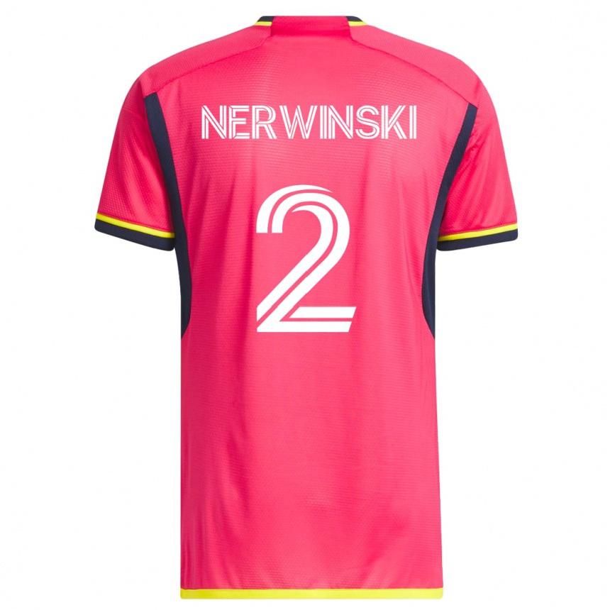 Vyrai Jake Nerwinski #2 Rožinis Namų Marškinėliai 2023/24 T-Shirt