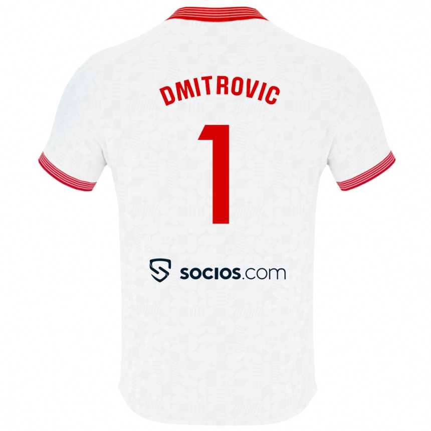 Vyrai Marko Dmitrović #1 Baltas Namų Marškinėliai 2023/24 T-Shirt