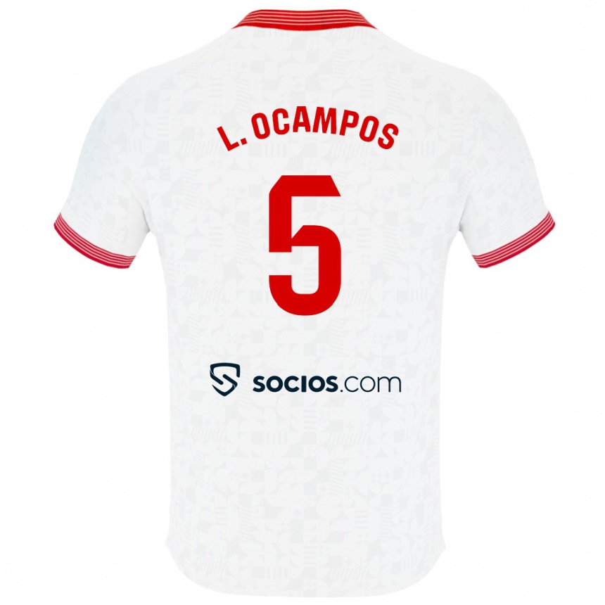 Vyrai Lucas Ocampos #5 Baltas Namų Marškinėliai 2023/24 T-Shirt