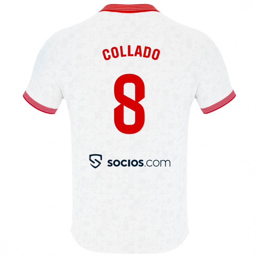 Vyrai Alberto Collado #8 Baltas Namų Marškinėliai 2023/24 T-Shirt