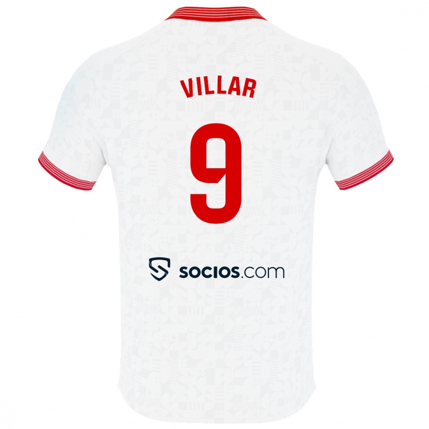 Vyrai Iker Villar #9 Baltas Namų Marškinėliai 2023/24 T-Shirt