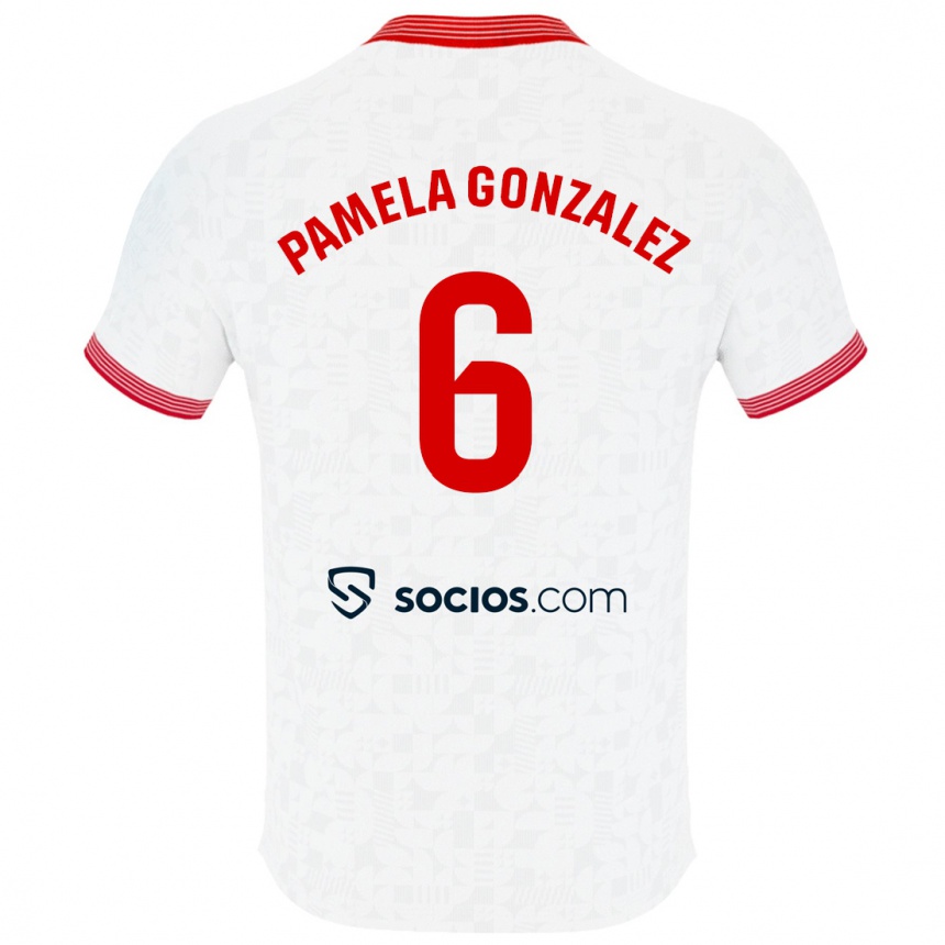 Vyrai Cinthia Pamela González Medina #6 Baltas Namų Marškinėliai 2023/24 T-Shirt