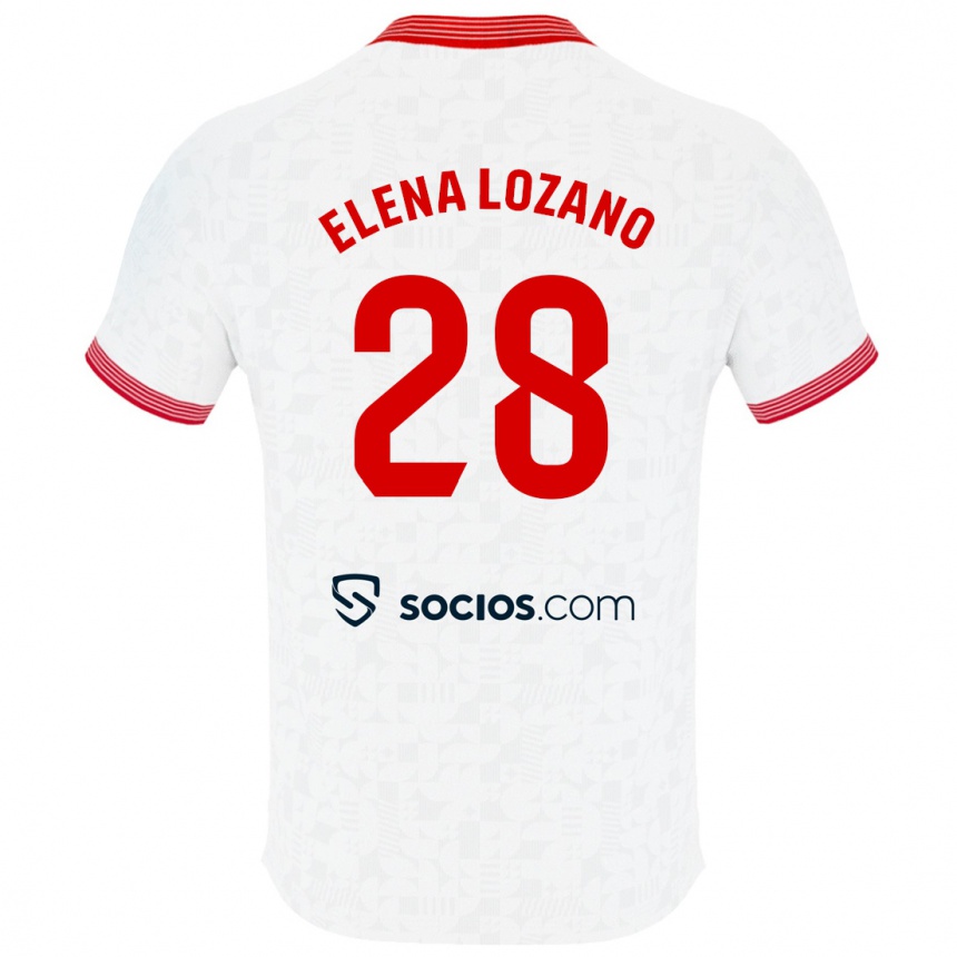 Vyrai Elena Lozano Gallego #28 Baltas Namų Marškinėliai 2023/24 T-Shirt