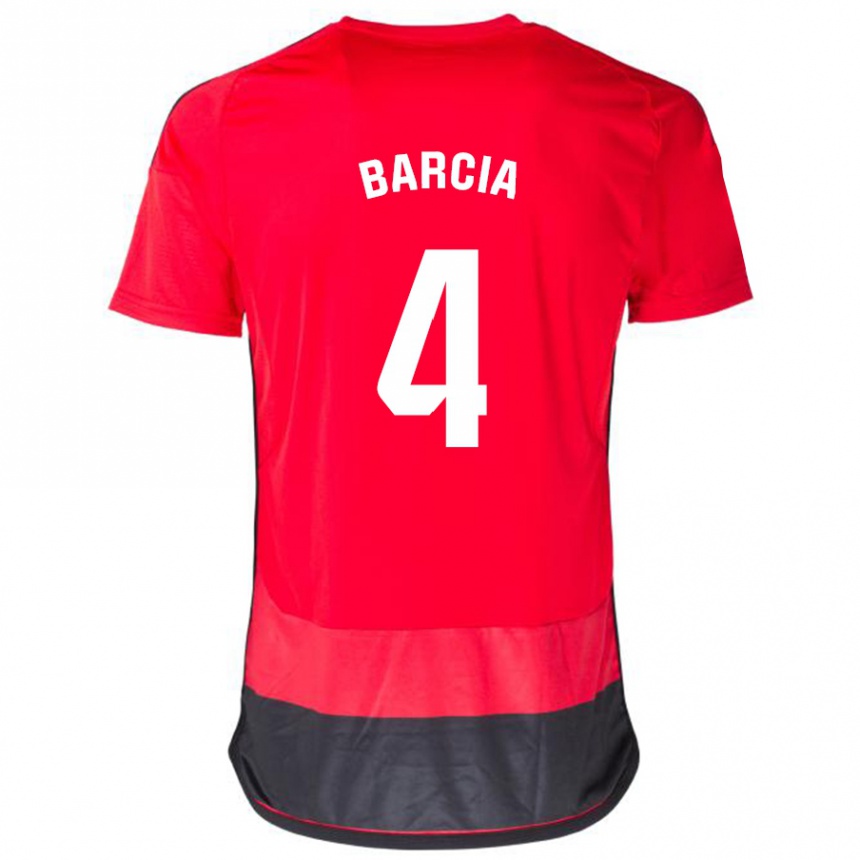 Vyrai Sergio Barcia #4 Raudona Juoda Namų Marškinėliai 2023/24 T-Shirt