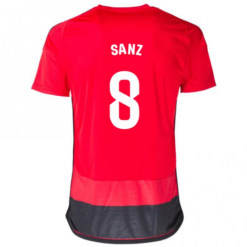 Vyrai Álvaro Sanz #8 Raudona Juoda Namų Marškinėliai 2023/24 T-Shirt