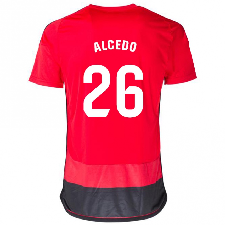 Vyrai Juan María Alcedo #26 Raudona Juoda Namų Marškinėliai 2023/24 T-Shirt