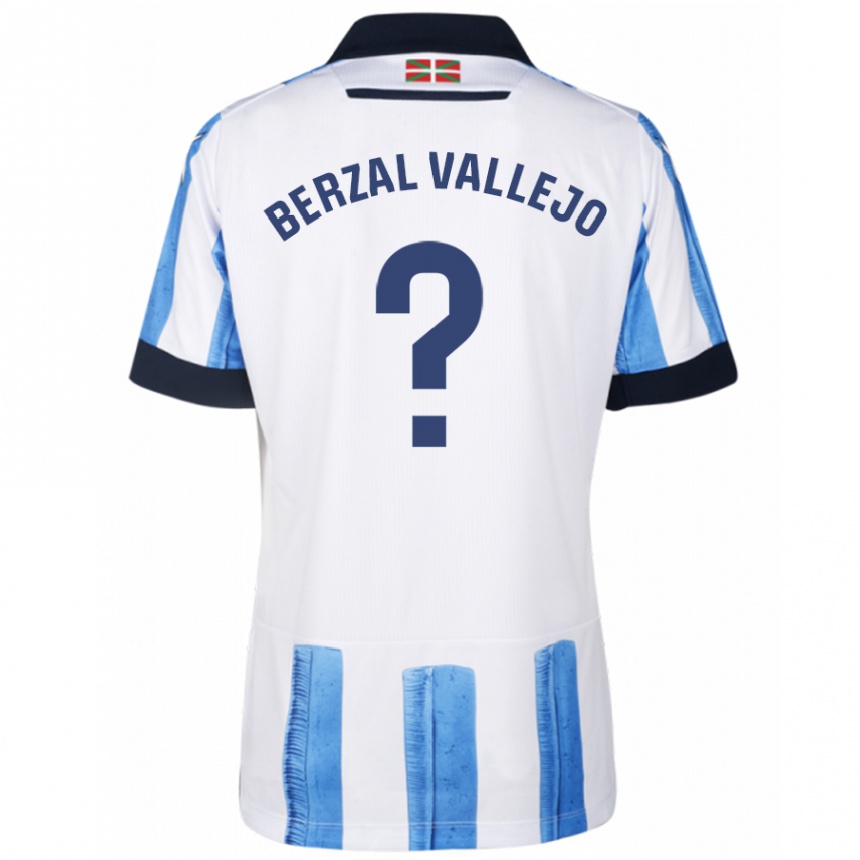 Vyrai Asier Berzal Vallejo #0 Mėlyna Balta Namų Marškinėliai 2023/24 T-Shirt