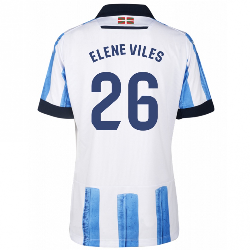 Vyrai Elene Viles Odriozola #26 Mėlyna Balta Namų Marškinėliai 2023/24 T-Shirt