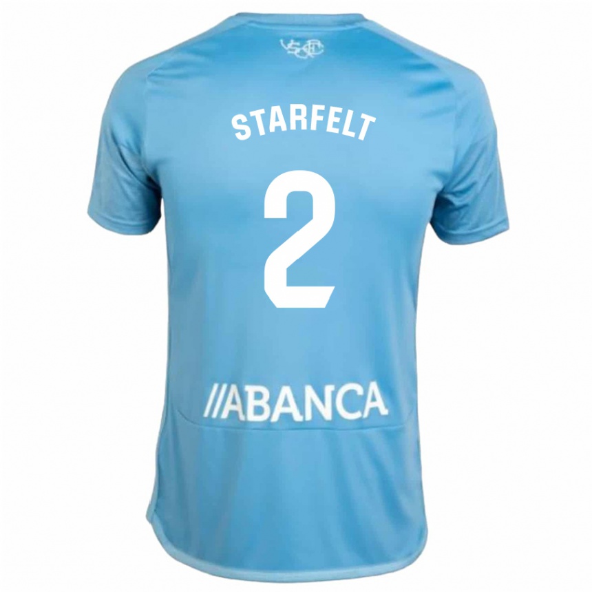 Vyrai Carl Starfelt #2 Mėlyna Namų Marškinėliai 2023/24 T-Shirt