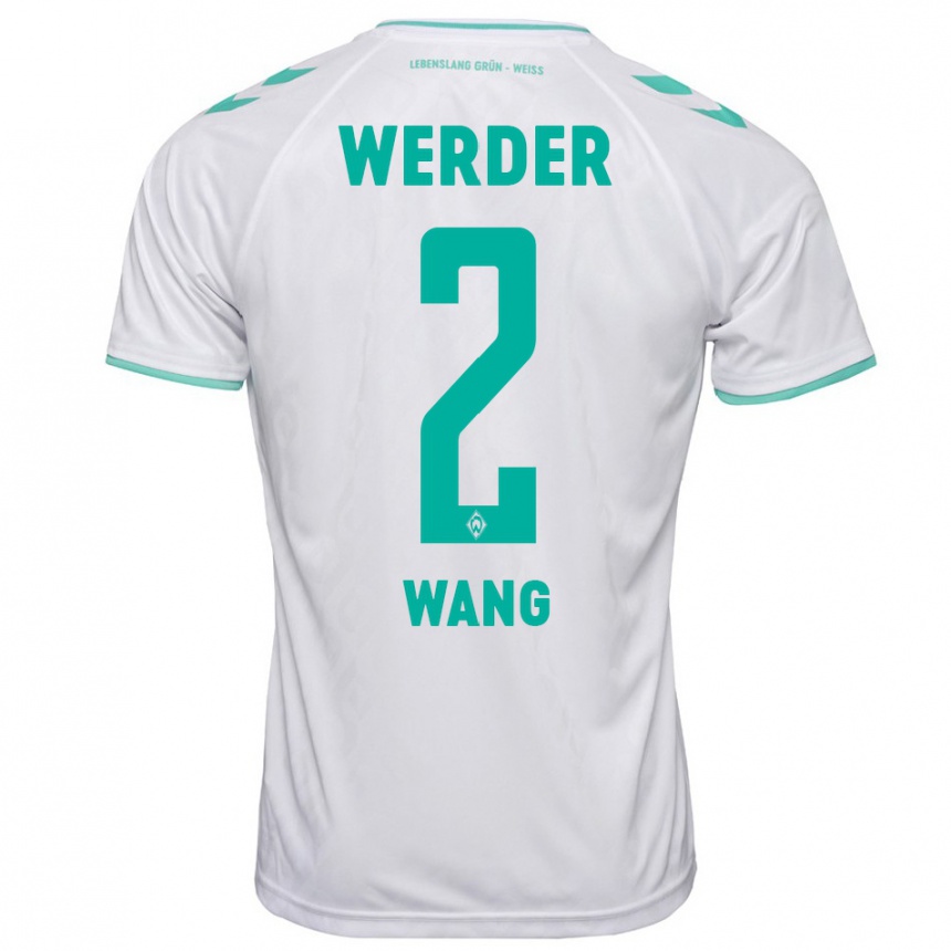 Vyrai Bowen Wang #2 Baltas Išvykos Marškinėliai 2023/24 T-Shirt