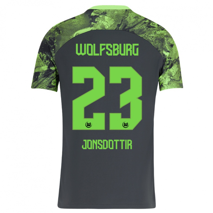 Vyrai Sveindís Jane Jónsdóttir #23 Tamsiai Pilka Išvykos Marškinėliai 2023/24 T-Shirt