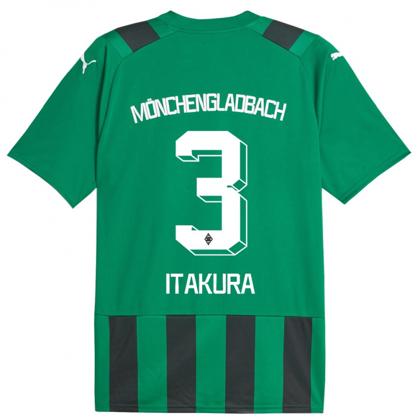 Vyrai Ko Itakura #3 Juoda Žalia Išvykos Marškinėliai 2023/24 T-Shirt