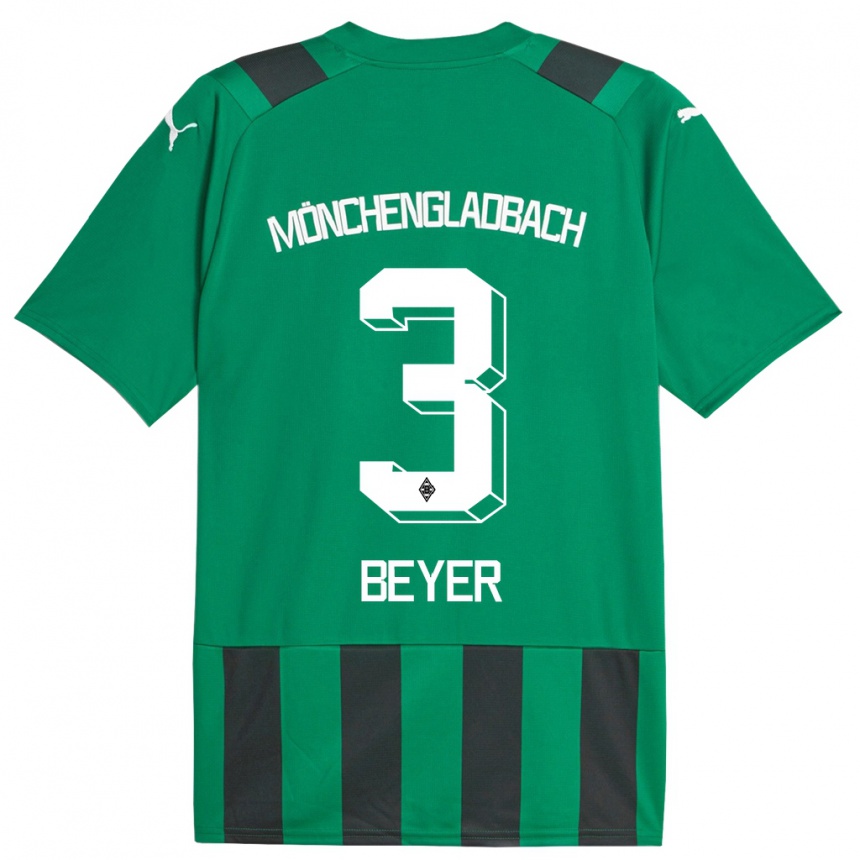 Vyrai Pia Beyer #3 Juoda Žalia Išvykos Marškinėliai 2023/24 T-Shirt