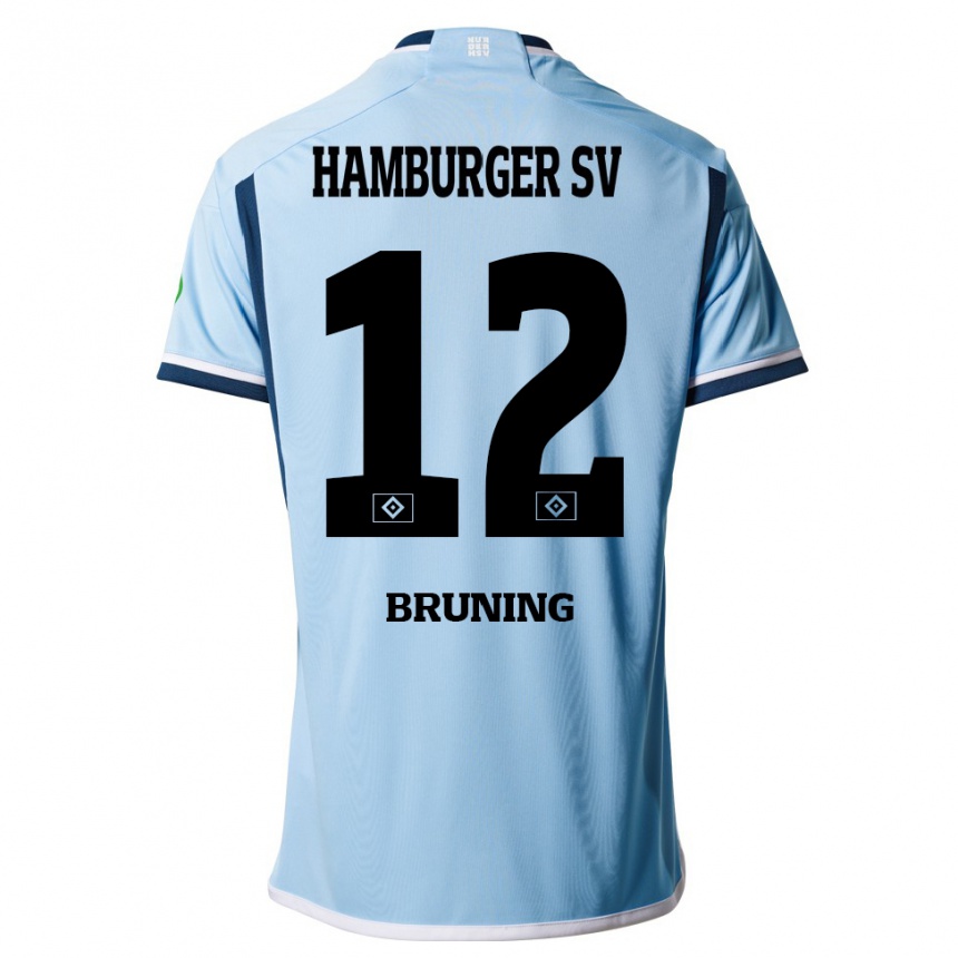 Vyrai Malte Brüning #12 Mėlyna Išvykos Marškinėliai 2023/24 T-Shirt