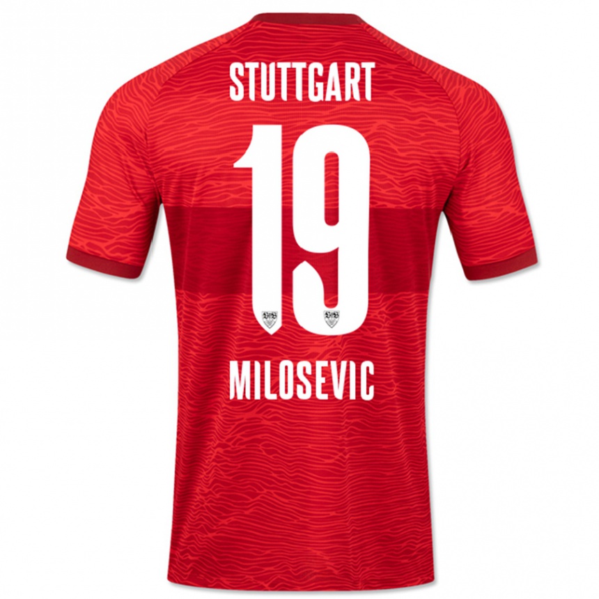 Vyrai Jovan Milosevic #19 Raudona Išvykos Marškinėliai 2023/24 T-Shirt