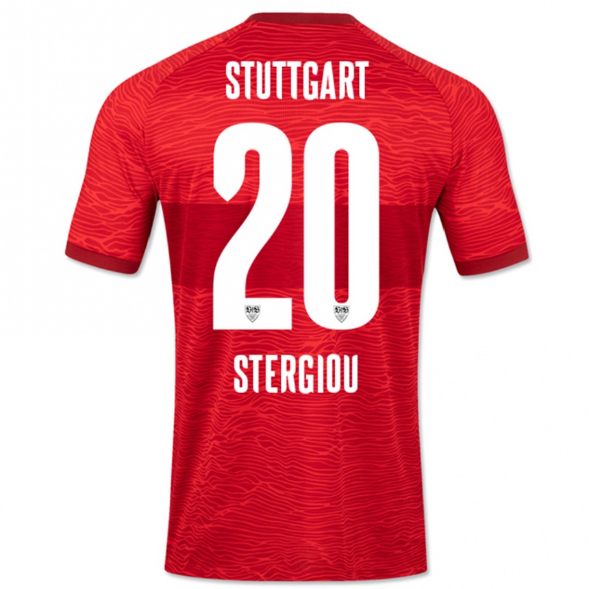 Vyrai Leonidas Stergiou #20 Raudona Išvykos Marškinėliai 2023/24 T-Shirt