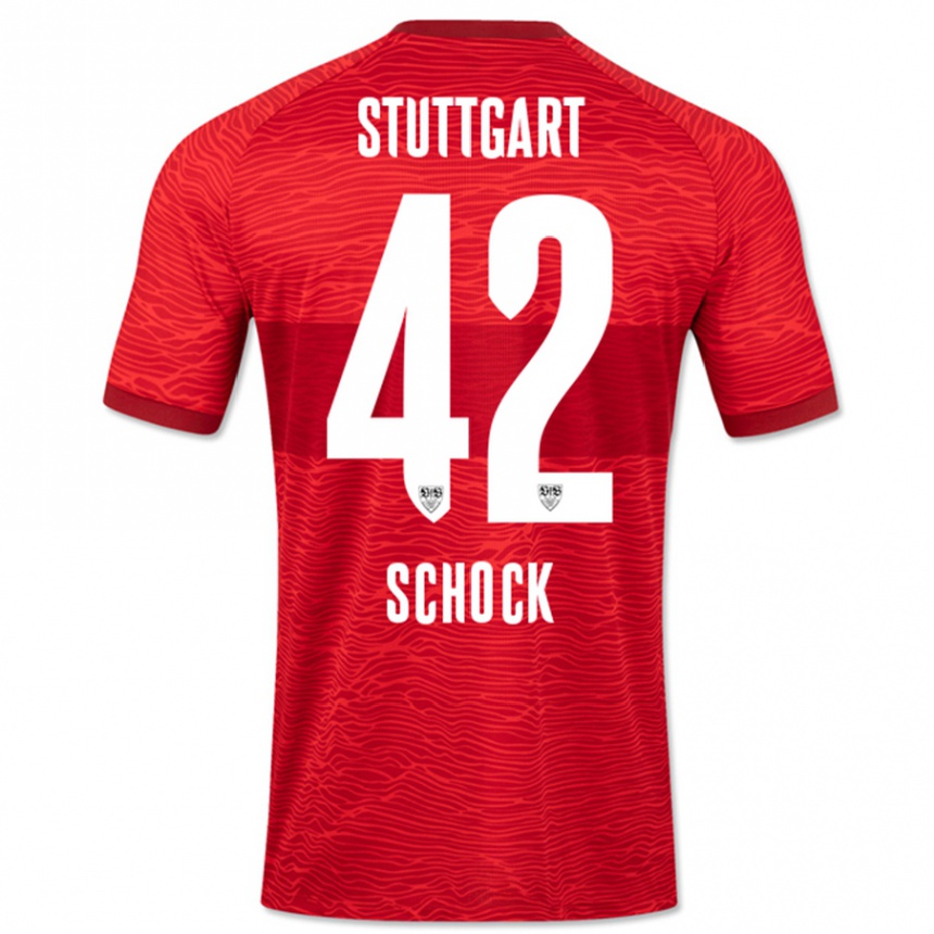 Vyrai Florian Schock #42 Raudona Išvykos Marškinėliai 2023/24 T-Shirt