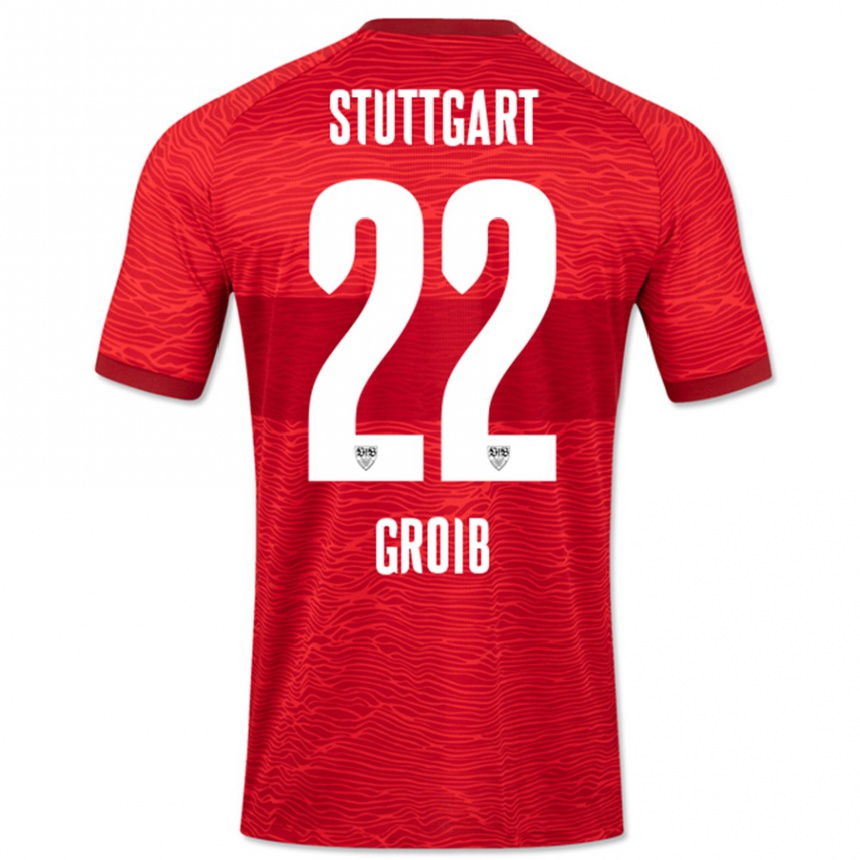 Vyrai Alexander Groiß #22 Raudona Išvykos Marškinėliai 2023/24 T-Shirt