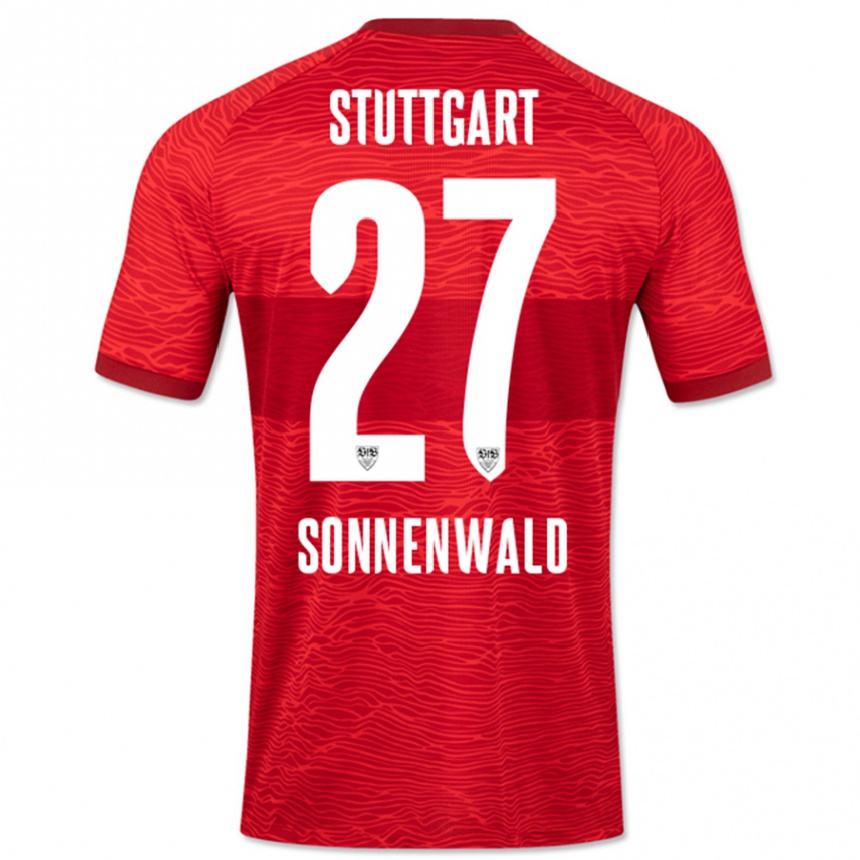 Vyrai Lukas Sonnenwald #27 Raudona Išvykos Marškinėliai 2023/24 T-Shirt