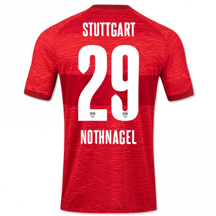 Vyrai Dominik Nothnagel #29 Raudona Išvykos Marškinėliai 2023/24 T-Shirt