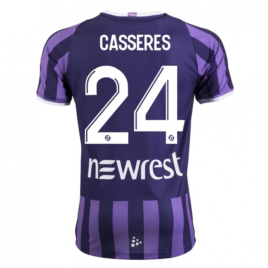 Vyrai Cristian Cásseres Jr. #24 Violetinė Spalva Išvykos Marškinėliai 2023/24 T-Shirt