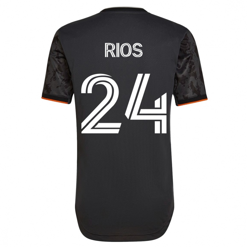 Vyrai Paolo Ríos #24 Juoda Išvykos Marškinėliai 2023/24 T-Shirt