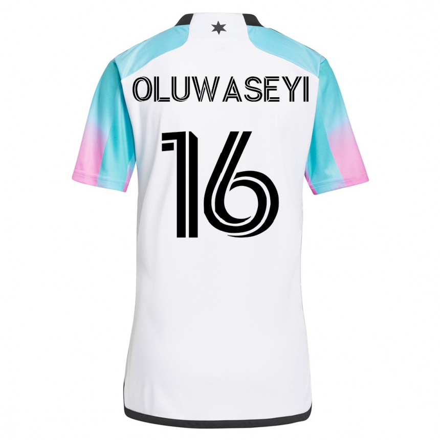 Vyrai Tani Oluwaseyi #16 Baltas Išvykos Marškinėliai 2023/24 T-Shirt