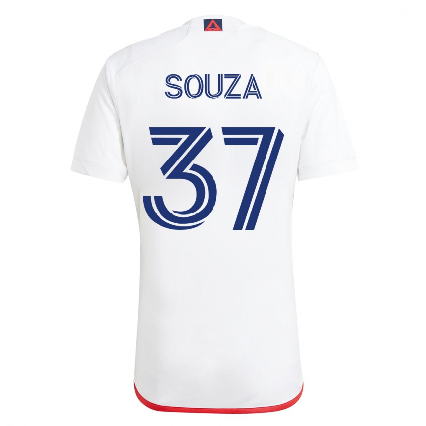 Vyrai Victor Souza #37 Balta Raudona Išvykos Marškinėliai 2023/24 T-Shirt