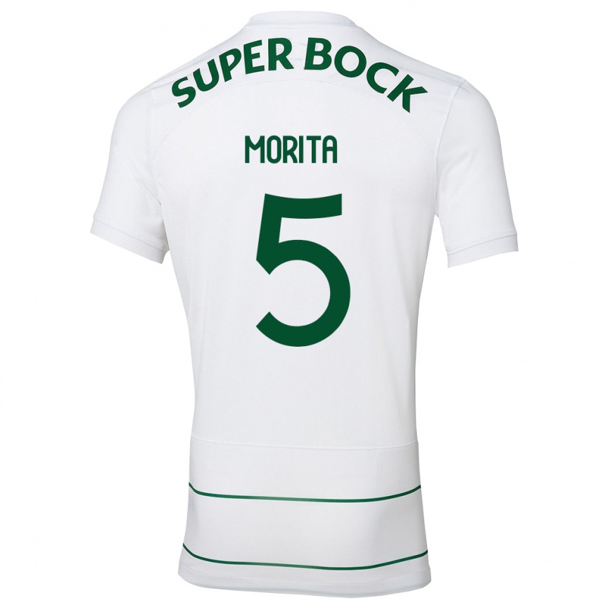 Vyrai Hidemasa Morita #5 Baltas Išvykos Marškinėliai 2023/24 T-Shirt