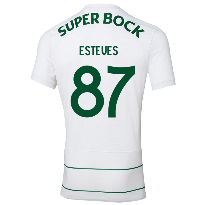 Vyrai Gonçalo Esteves #87 Baltas Išvykos Marškinėliai 2023/24 T-Shirt