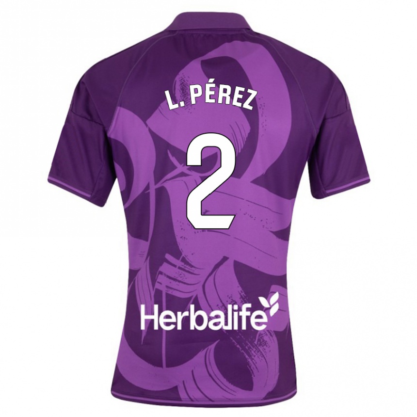 Vyrai Luis Pérez #2 Violetinė Išvykos Marškinėliai 2023/24 T-Shirt