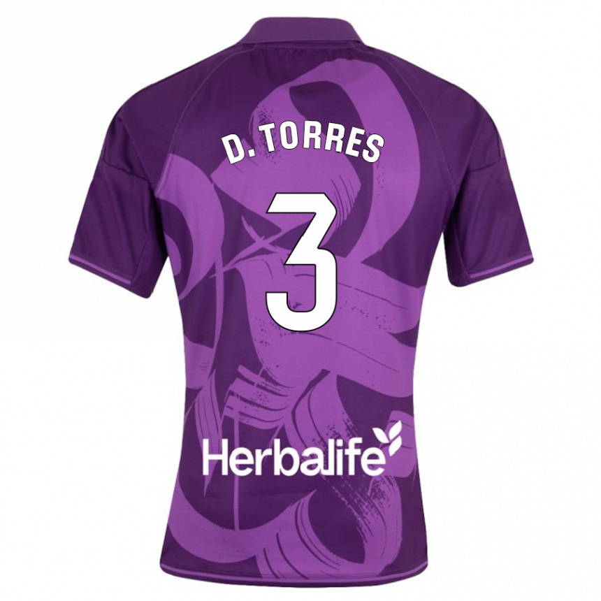 Vyrai David Torres #3 Violetinė Išvykos Marškinėliai 2023/24 T-Shirt