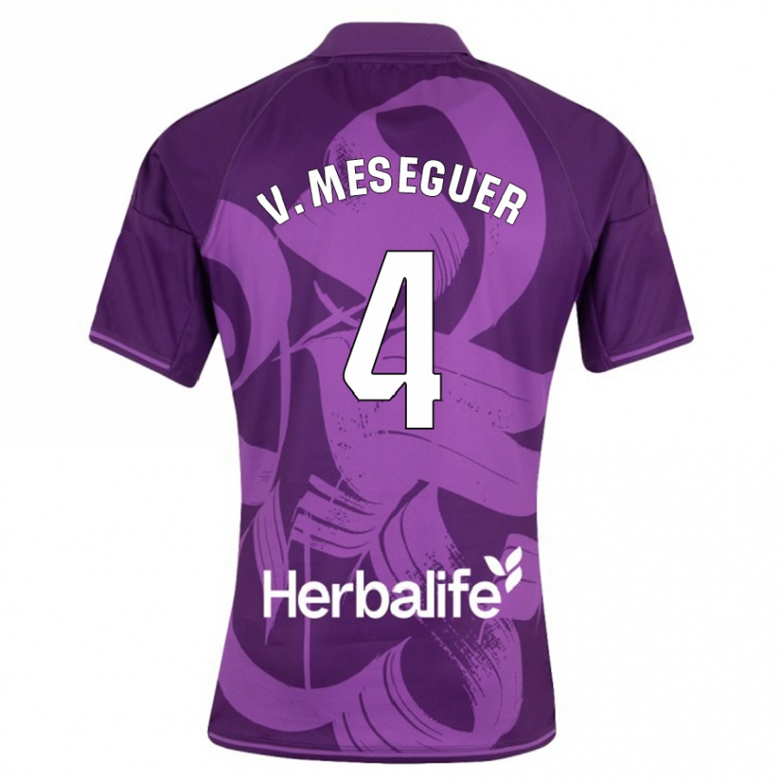 Vyrai Víctor Meseguer #4 Violetinė Išvykos Marškinėliai 2023/24 T-Shirt