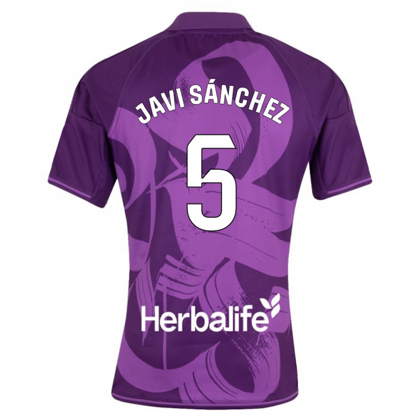 Vyrai Javi Sánchez #5 Violetinė Išvykos Marškinėliai 2023/24 T-Shirt