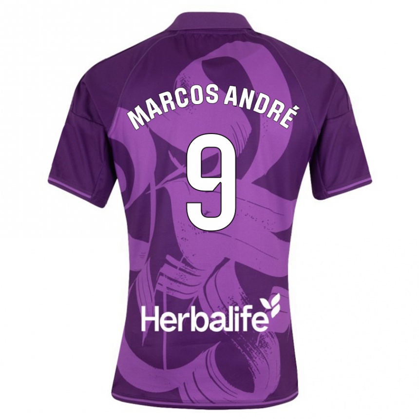 Vyrai Marcos André #9 Violetinė Išvykos Marškinėliai 2023/24 T-Shirt